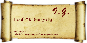 Iszák Gergely névjegykártya